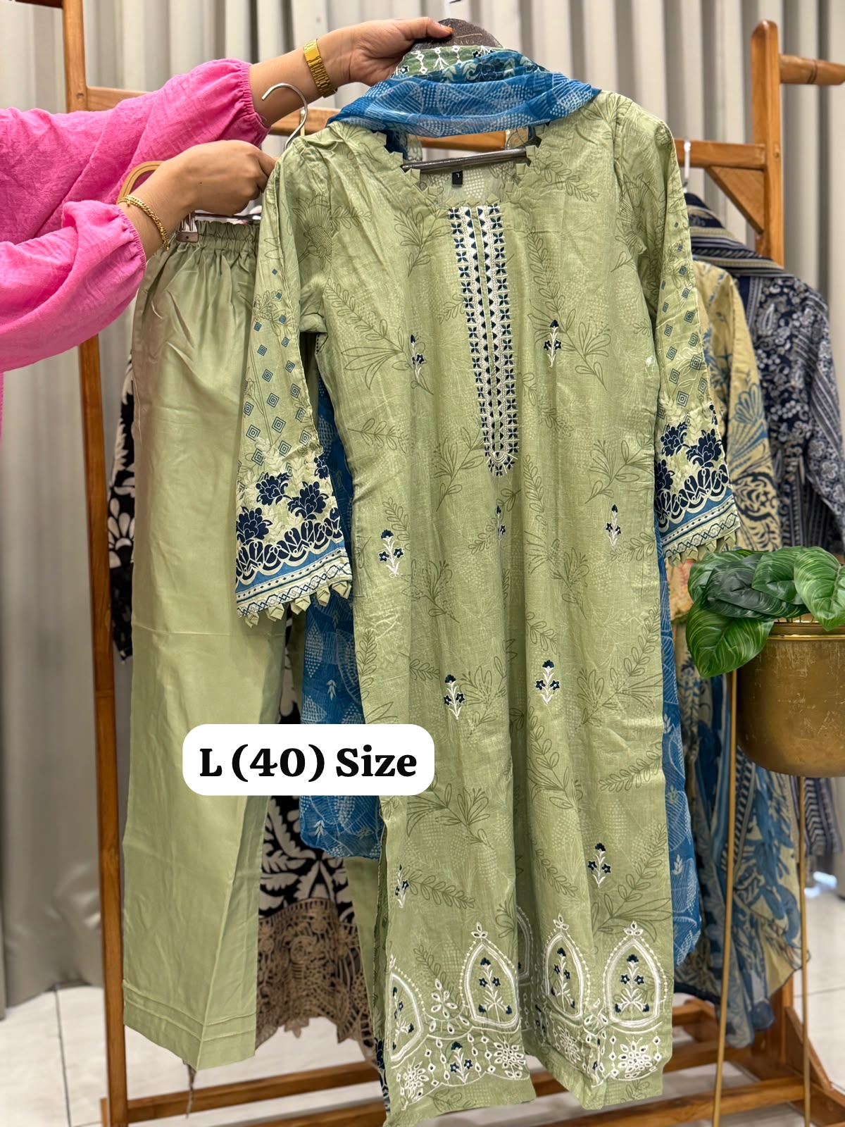 Signature Embroidered Three Piece Set