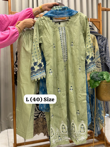 Signature Embroidered Three Piece Set
