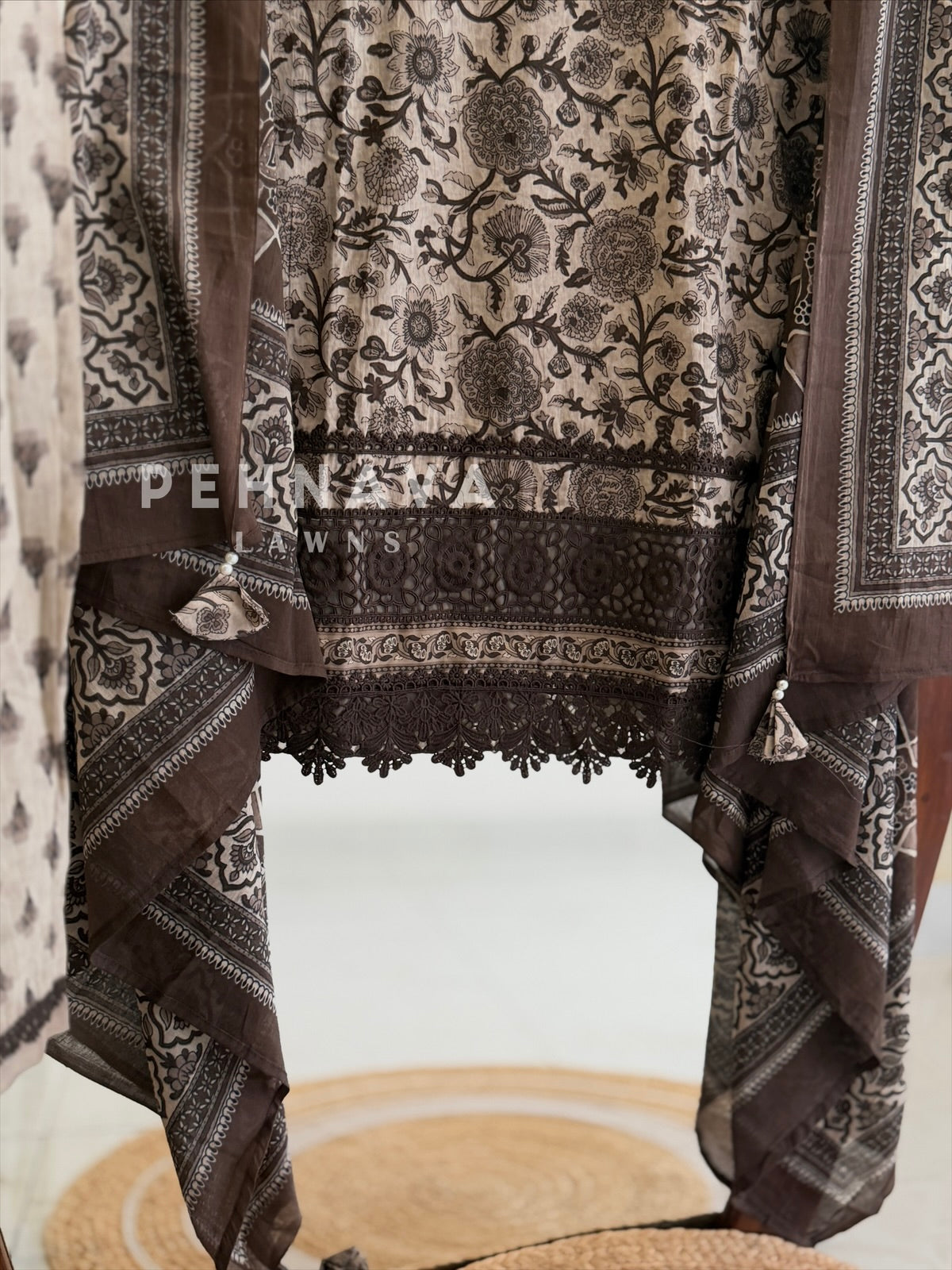 Lace Trimmed Printed Suit Set