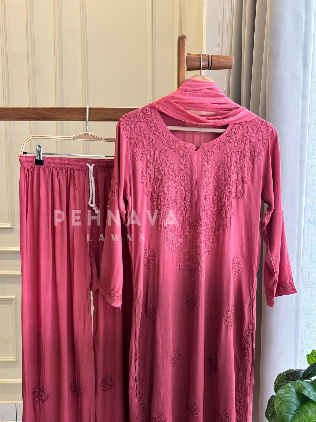 Authentic Chikankari  Suit -Rouge Ombre Preebooking - Pehnava Lawns