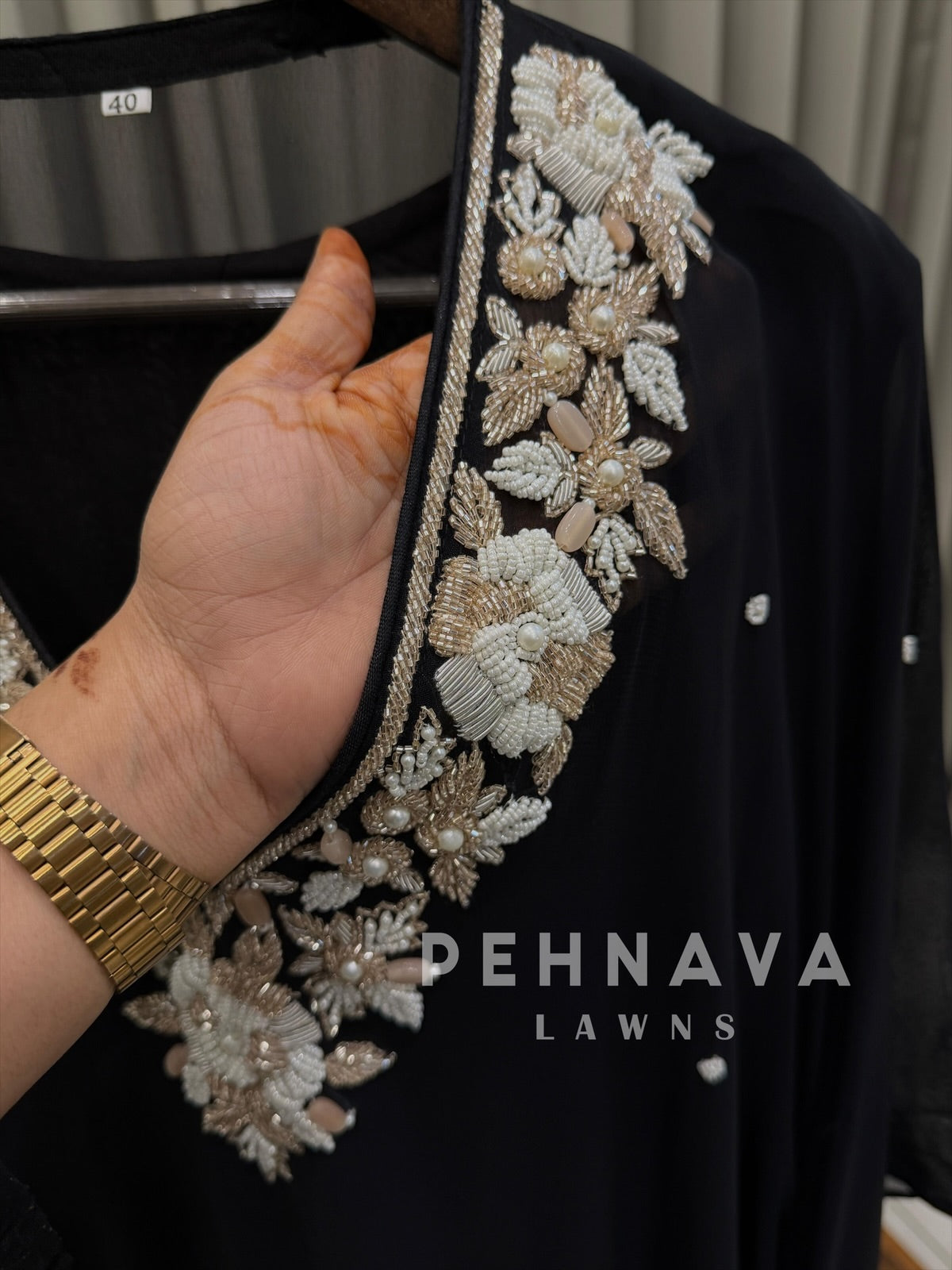 Handworked Floral Pearl Kaftan