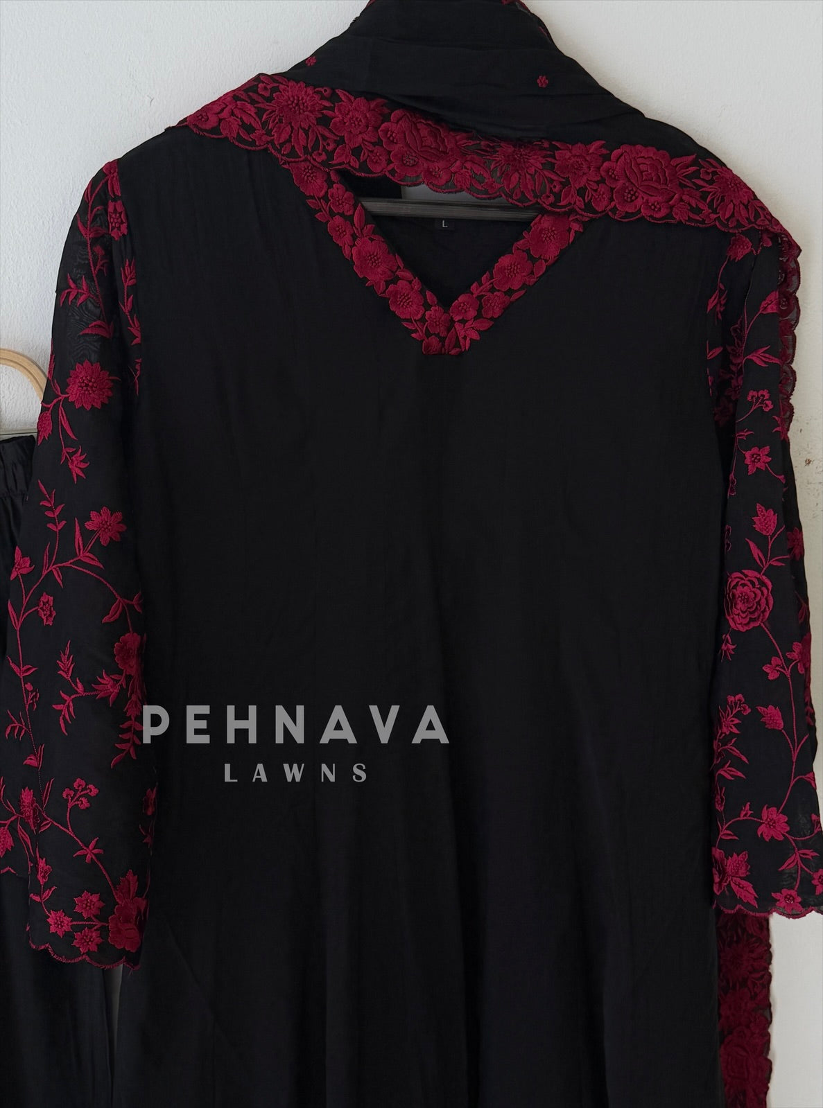 Floral Embroidered Three Piece Ensemble-1568