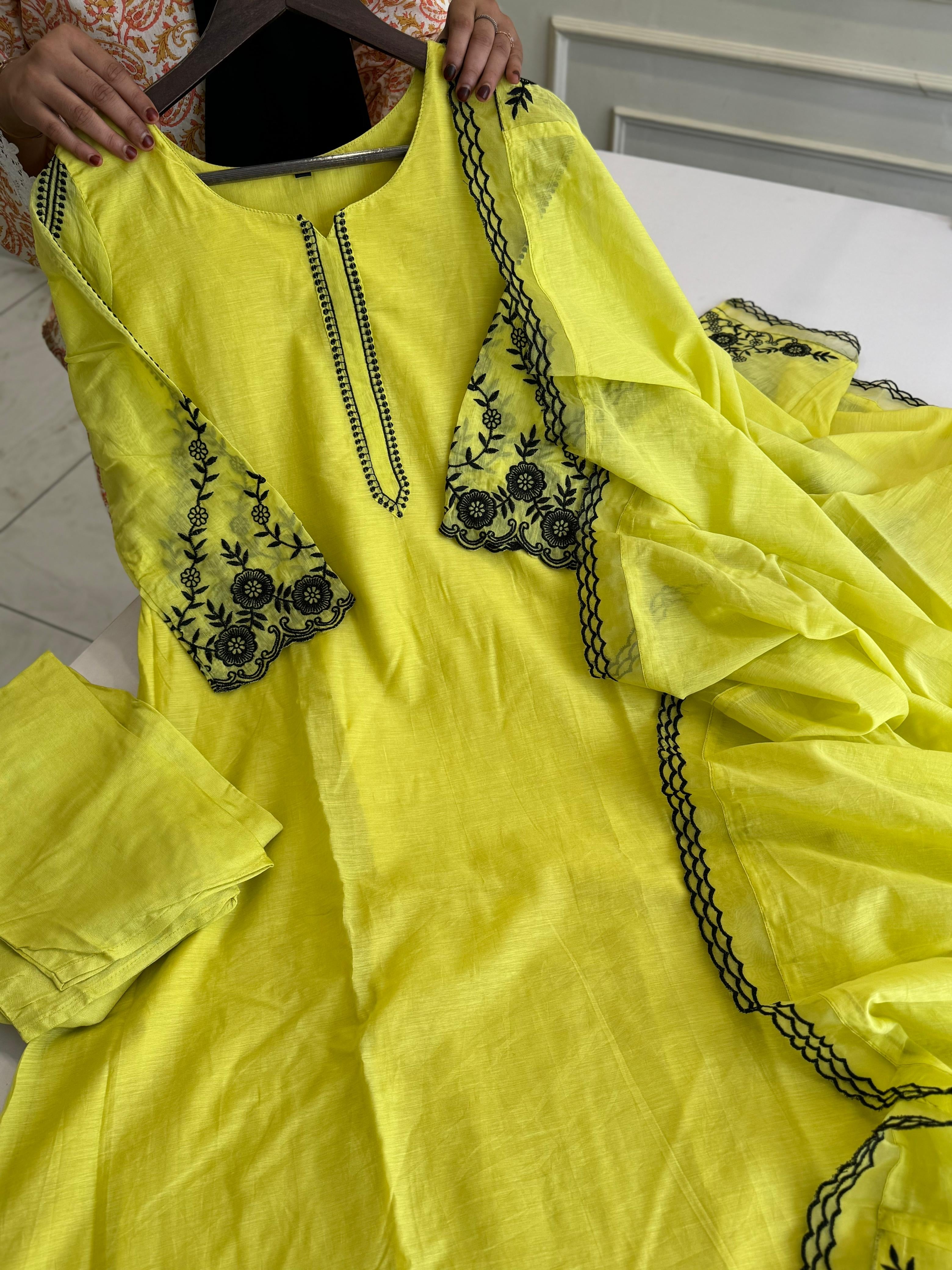 Mul-Chandheri Flared Embroidered Suit