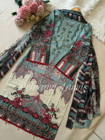 Essential Cotton Embroidered Suit-1110/ 1028