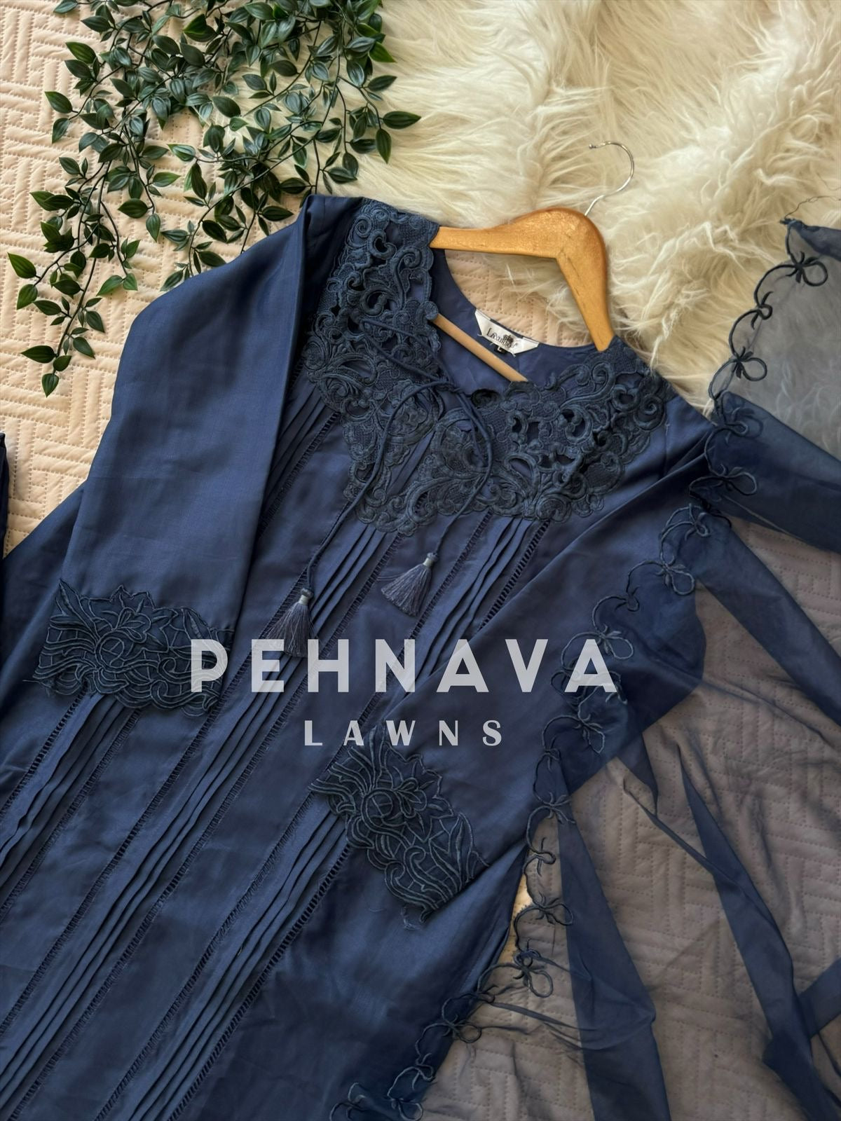 Designer Tunic Dress with embroidered organza Dupatta