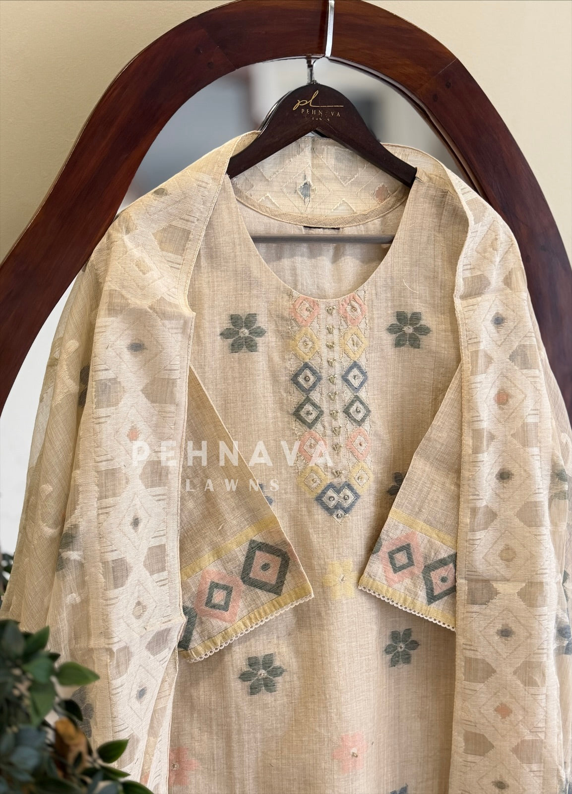 Yoke Printed Suit Set -Shaziya1
