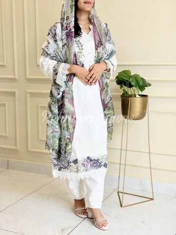 Cotton Embroidered Suit with digital printed dupatta-3565