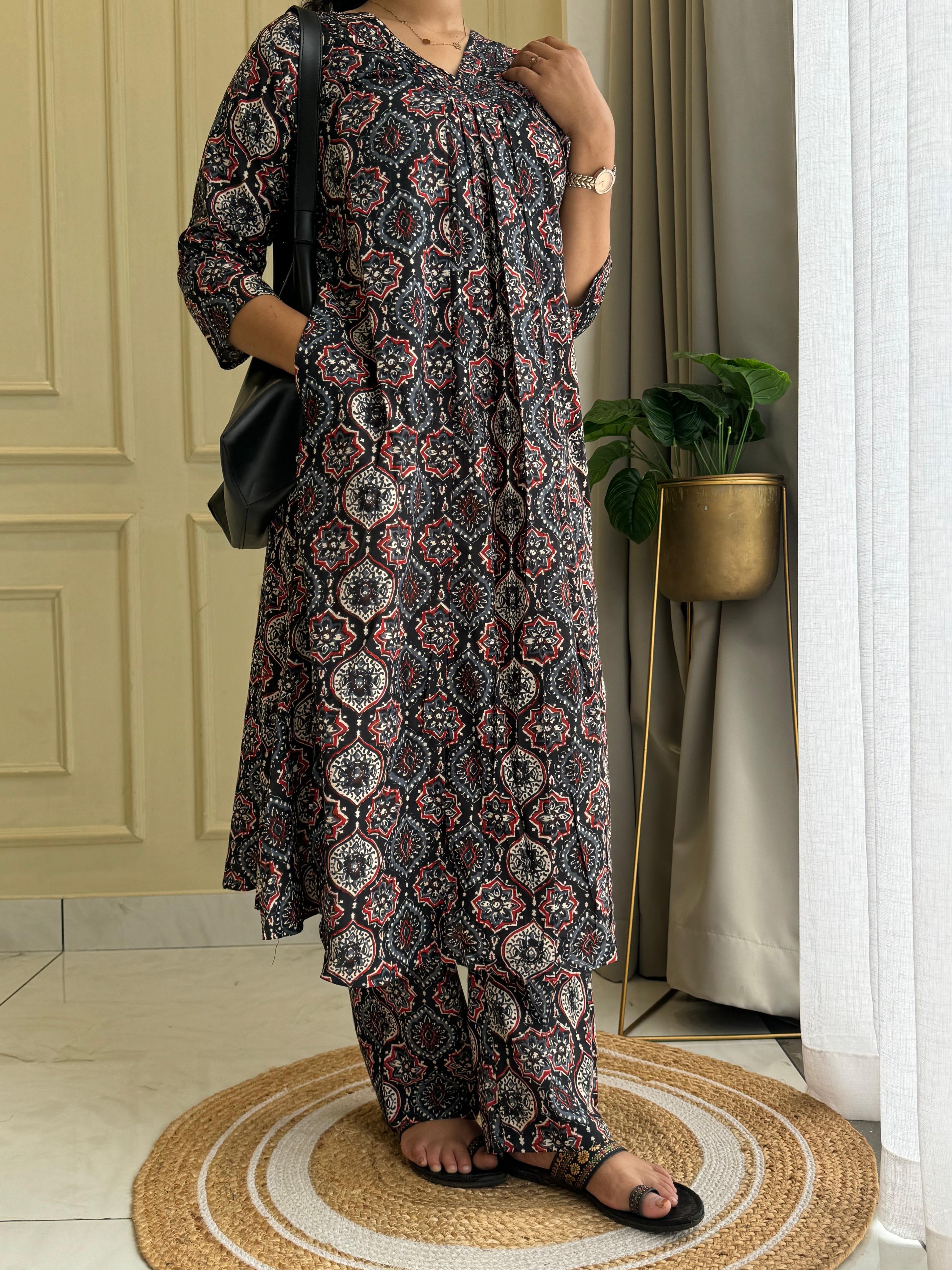 Ajrak Printed Two Piece Co-ord Set-4