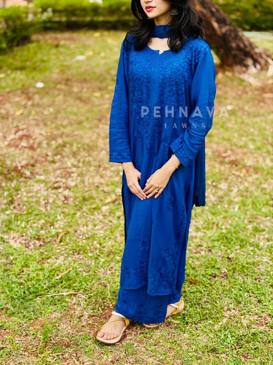 Authentic Chikankari  Suit -Royal Blue Prebooking(15-18 Days Dispatching Time) - Pehnava Lawns