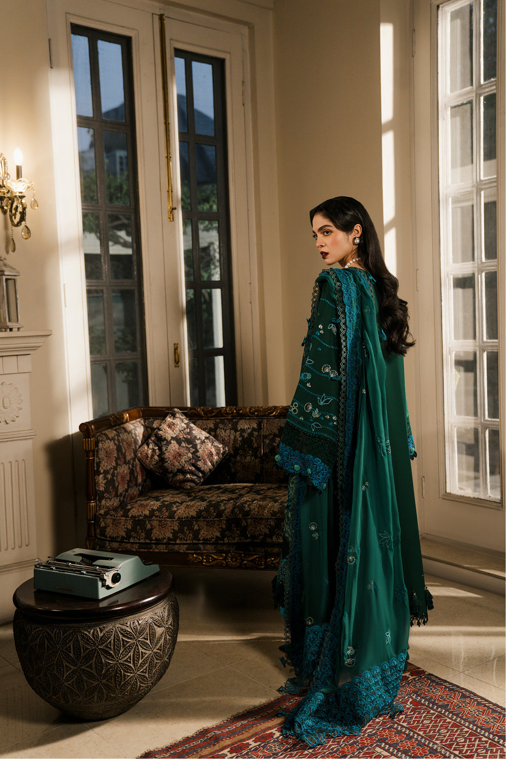Sundas Ahad Premium Suit-BOTTLE GREEN EL-07