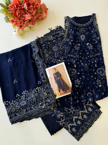 Luxurious Chiffon Embroidered Unstitched Suit-6