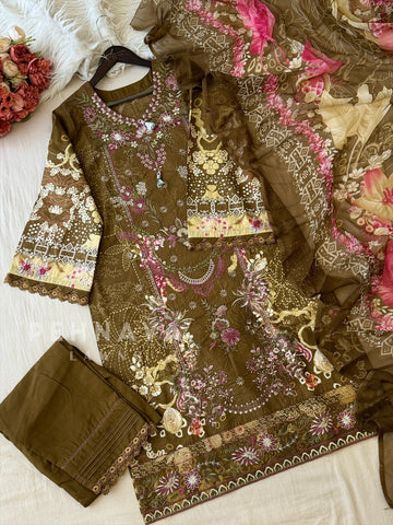 Floral Embroidered Cotton Suit -4107