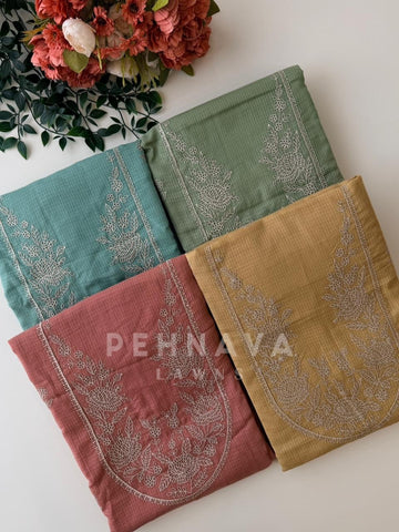 Cotacheck Embroidered Unstitched Suit-4147 - Pehnava Lawns