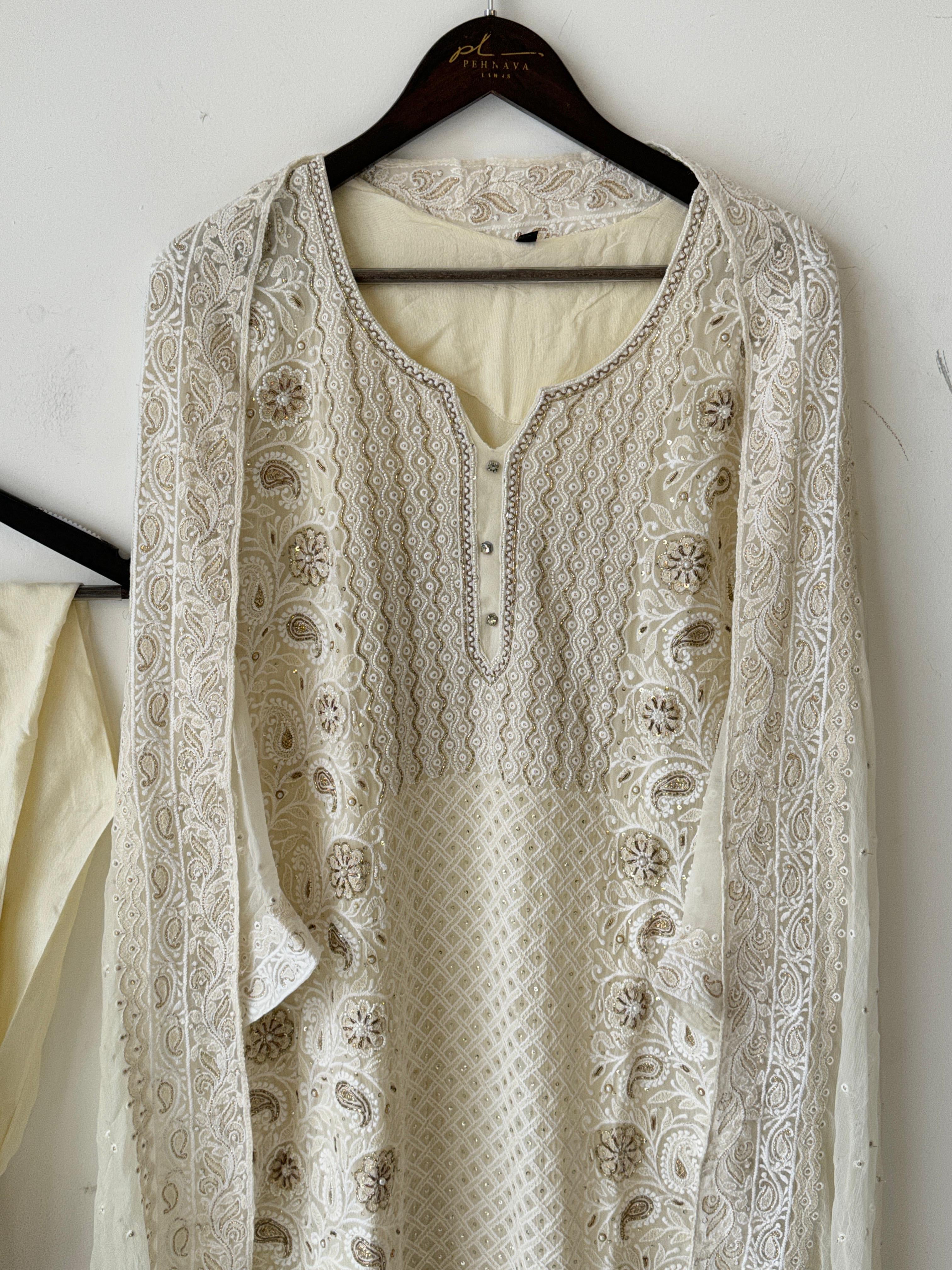 Georgette Chikankari Embroidered Suit-No.12 - Pehnava Lawns
