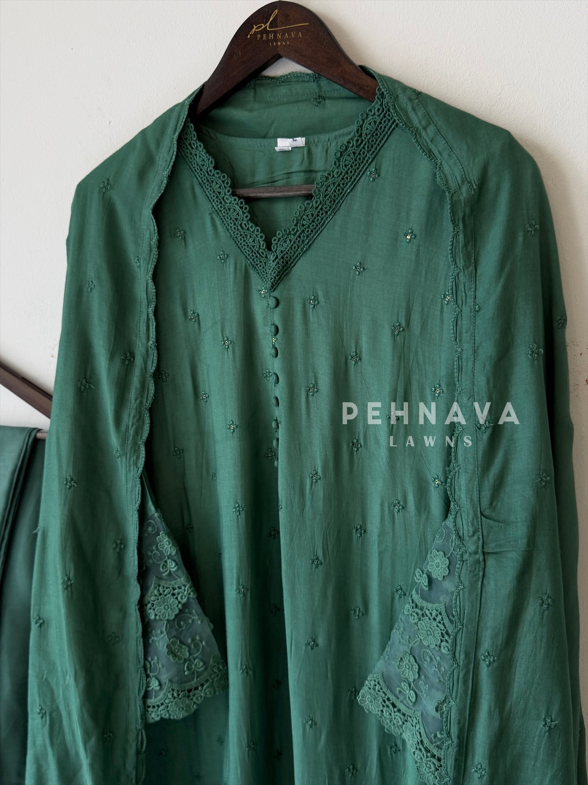 Lace‑Trimmed Embroidered Ensemble