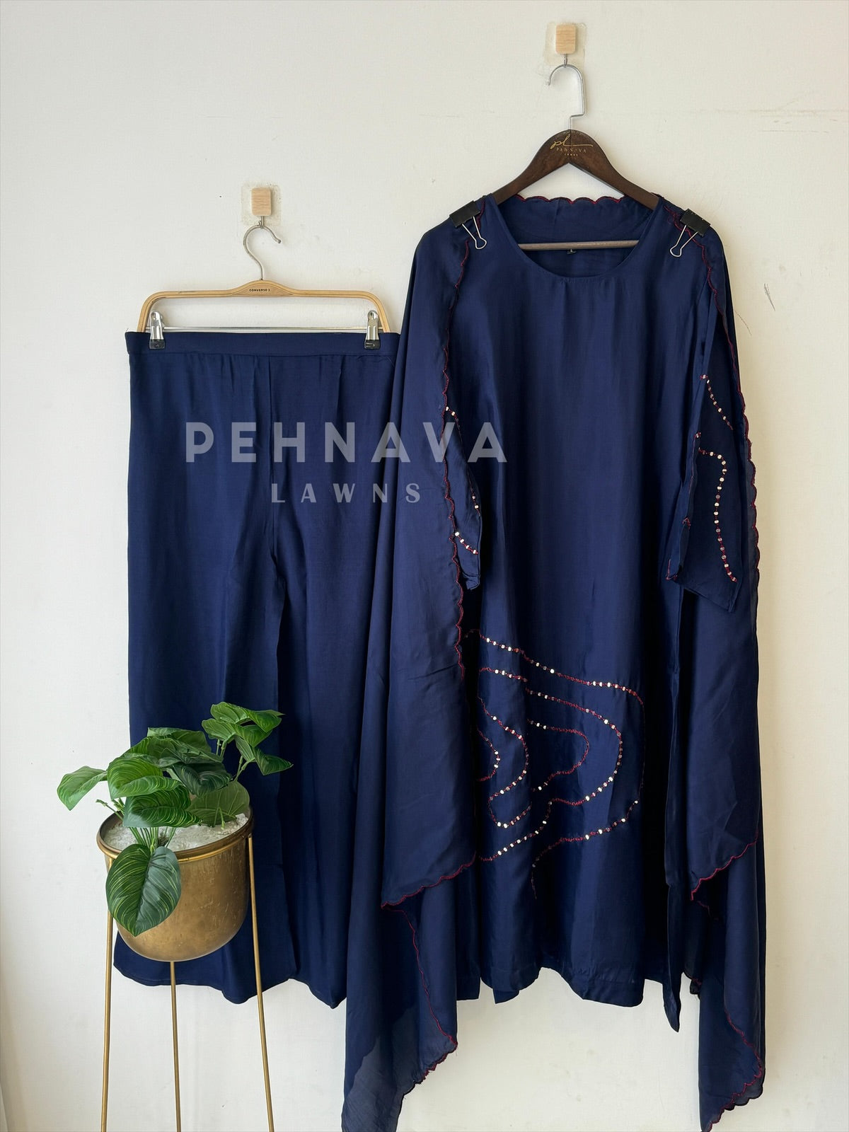 Mirror Work Silk Suit Set-3212