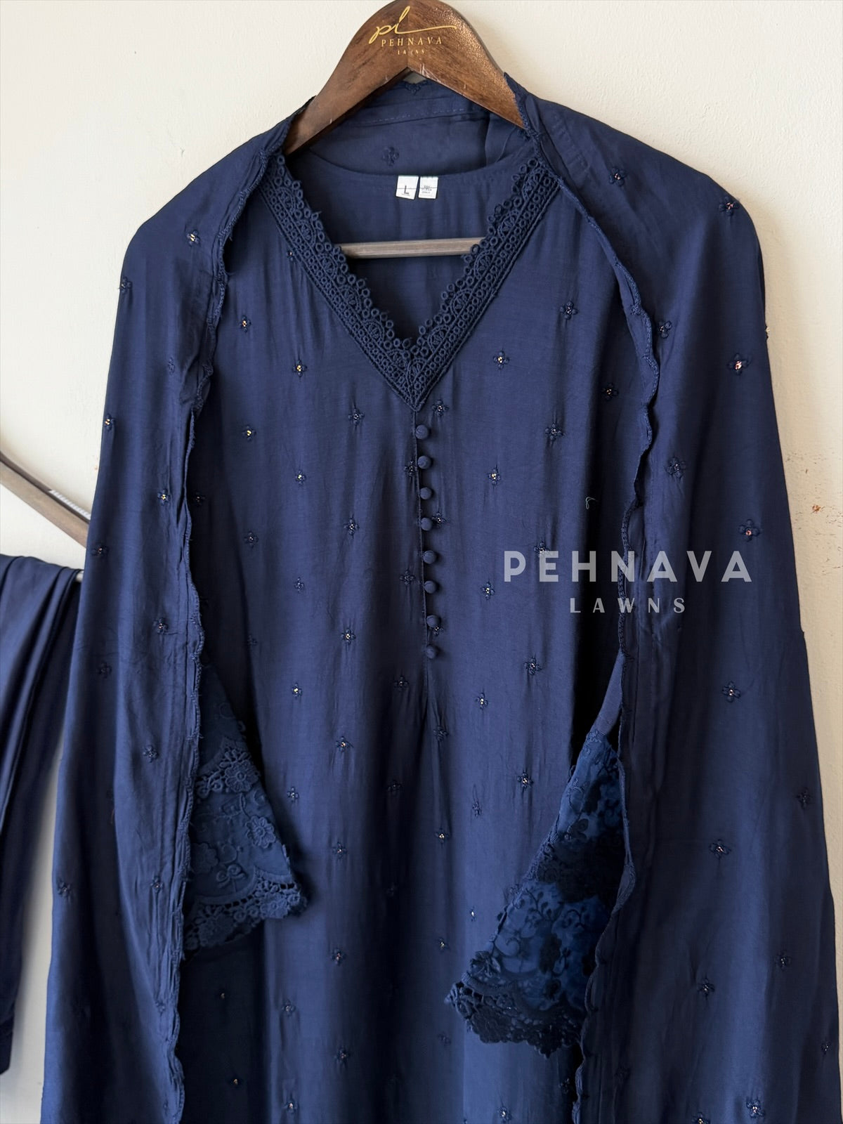 Lace‑Trimmed Embroidered Ensemble