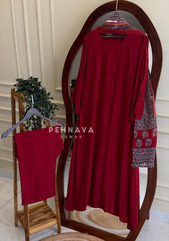 Contrast Printed Dupatta Suit Set