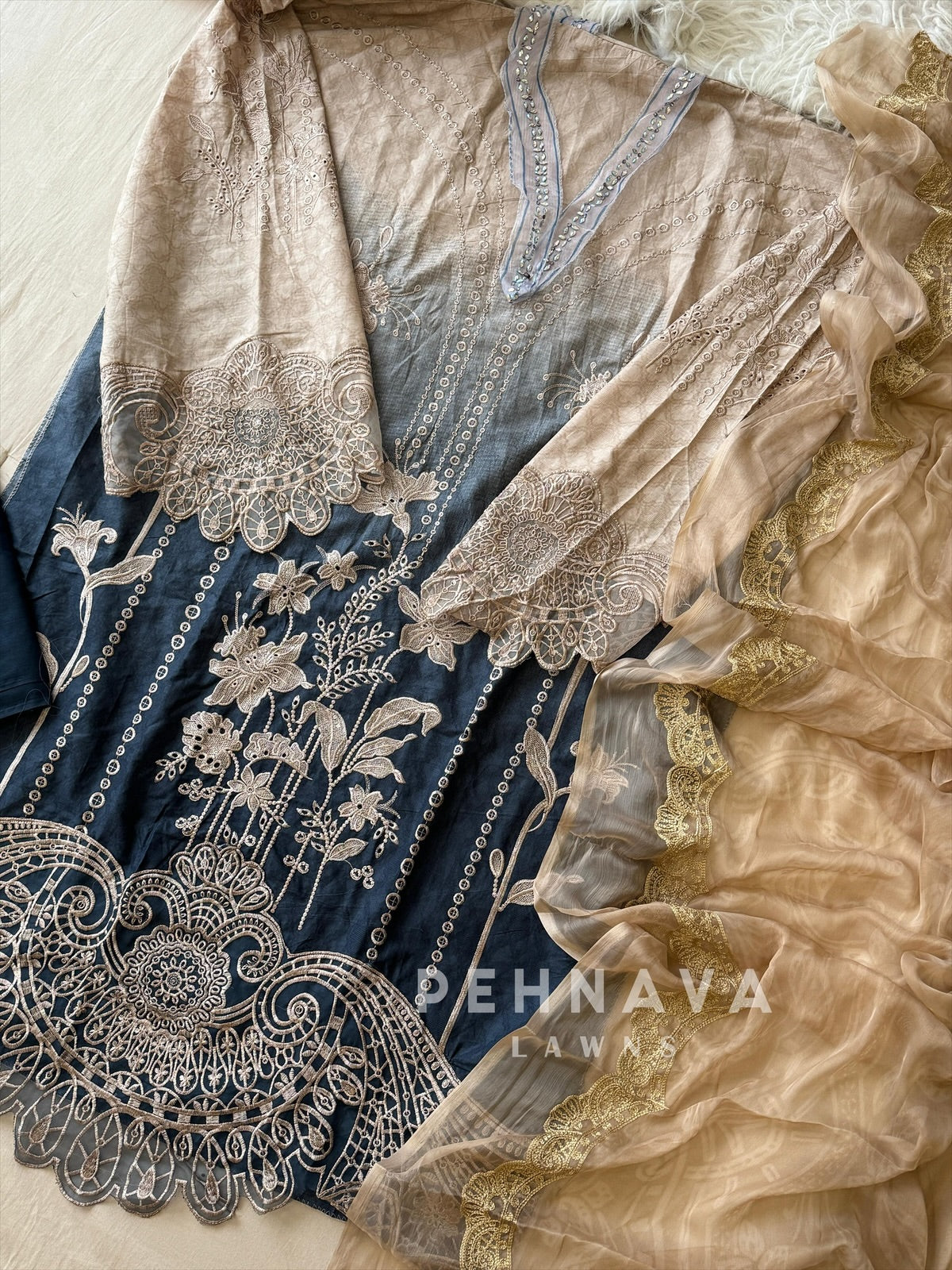 Cut work Unstitched Suit 1831 - Pehnava Lawns