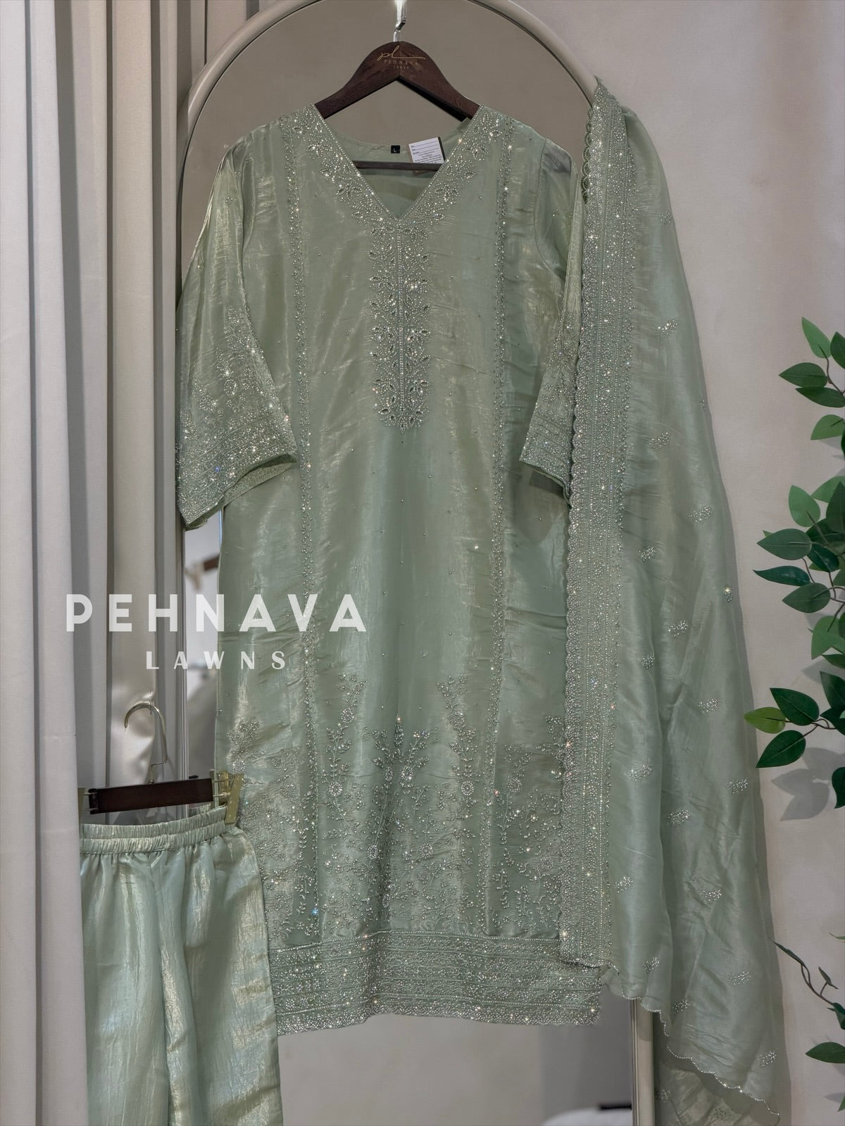 Crinkle Tissue Organza Three Piece Suit
