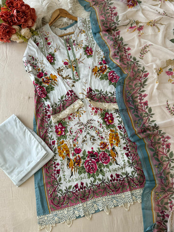 Embroidered Flower Charm Pak-Suit 1359
