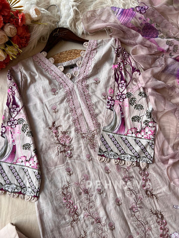 Floral Embroidered Cotton Suit -4108