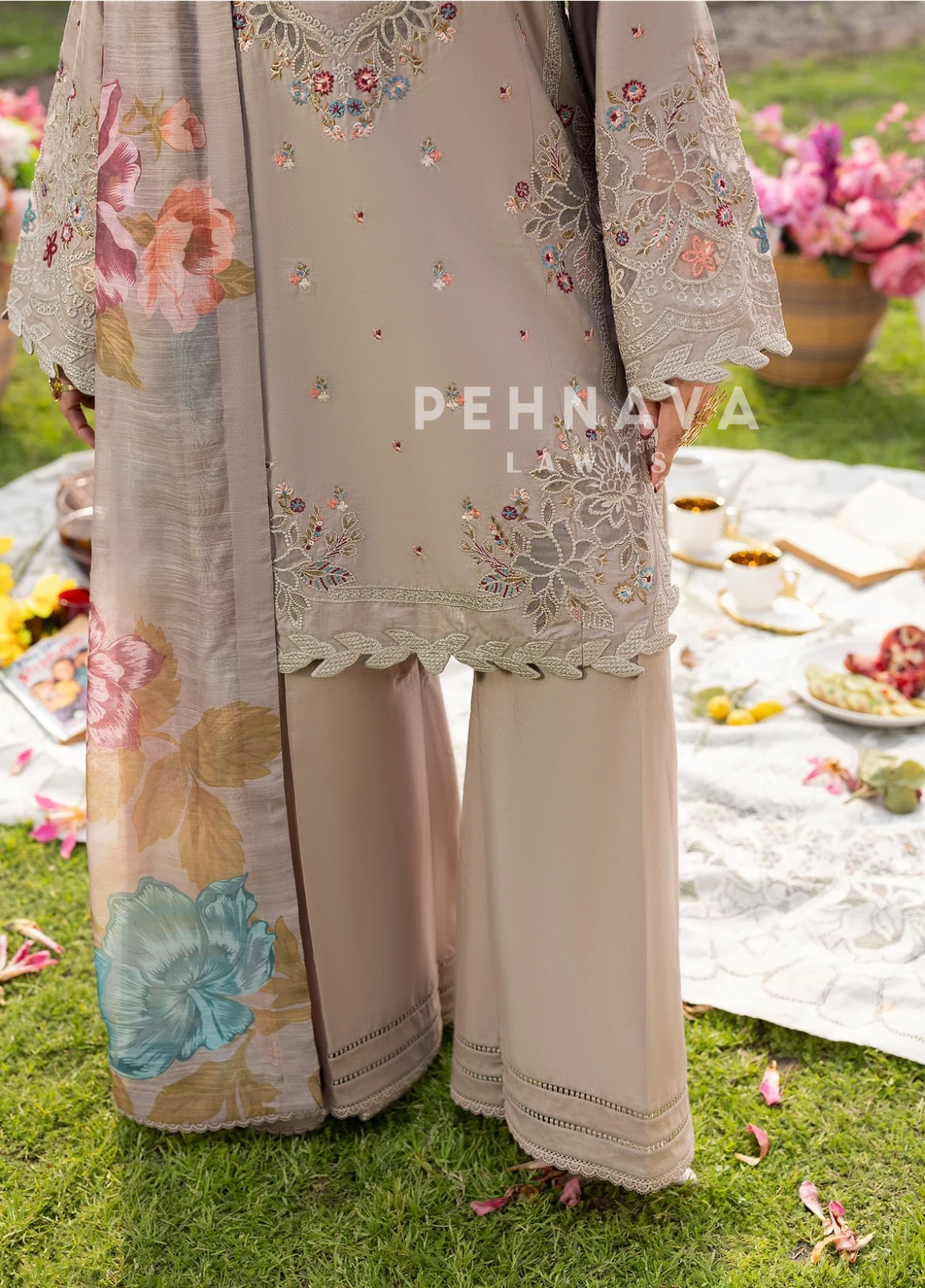 Zarqun Premium Cotton Embroidered Ensemble
