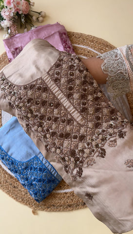 Heavy thread worked suit with chiffon dupatta-16591