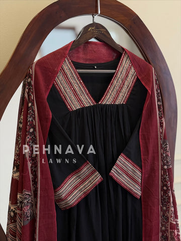 Printed Yoke Dupatta Cotton Suit Set
