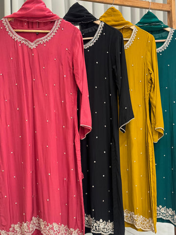 Handworked Premium Ready to wear suit with Neck detailings