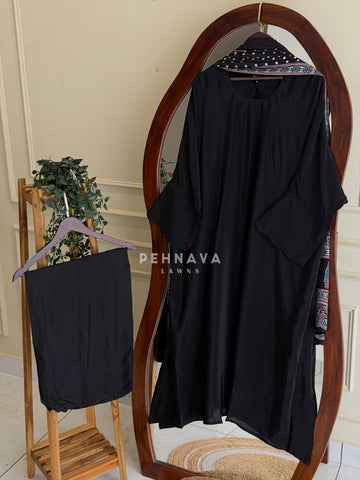 Ajrak Printed Dupatta Kaftan Suit Set