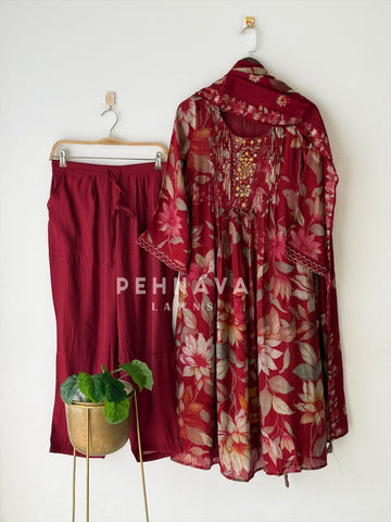Mirror Embellished Printed Suit-13136