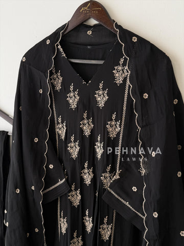 Panel Cut Embroidered Suit