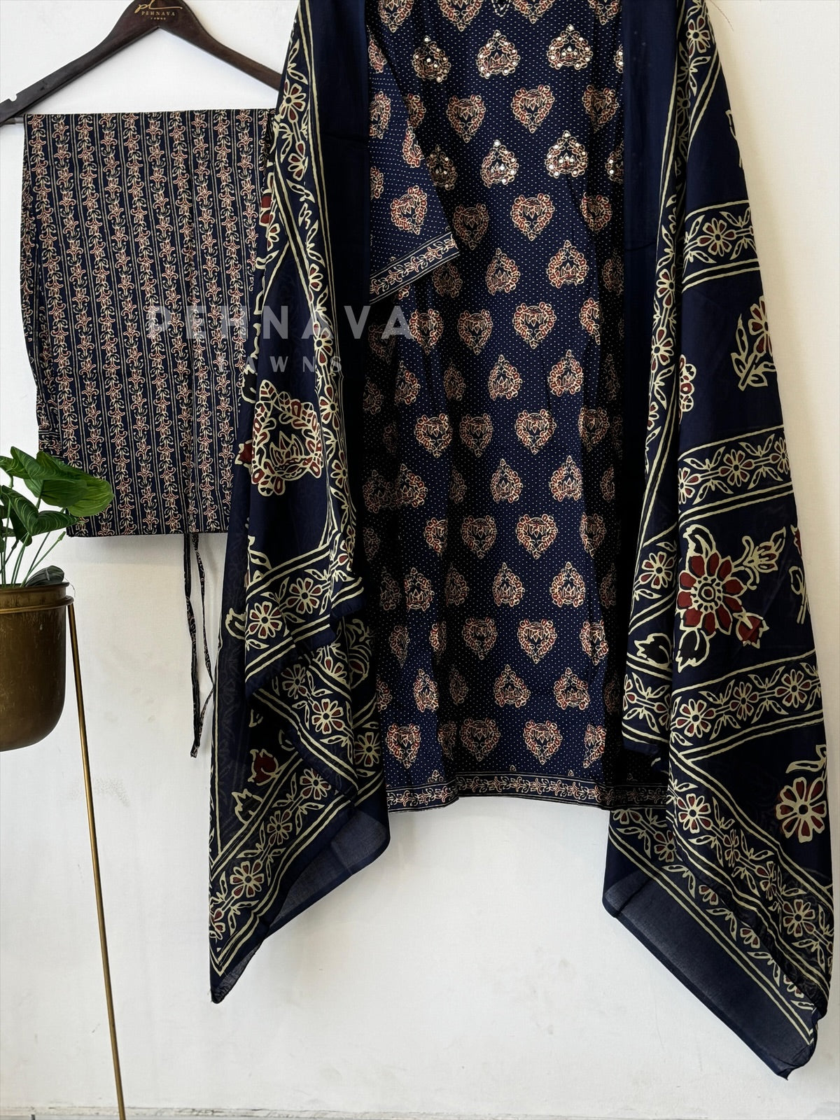 Ajrakh Printed Cotton Kurthi Set