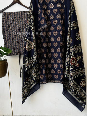 Ajrakh Printed Cotton Kurthi Set