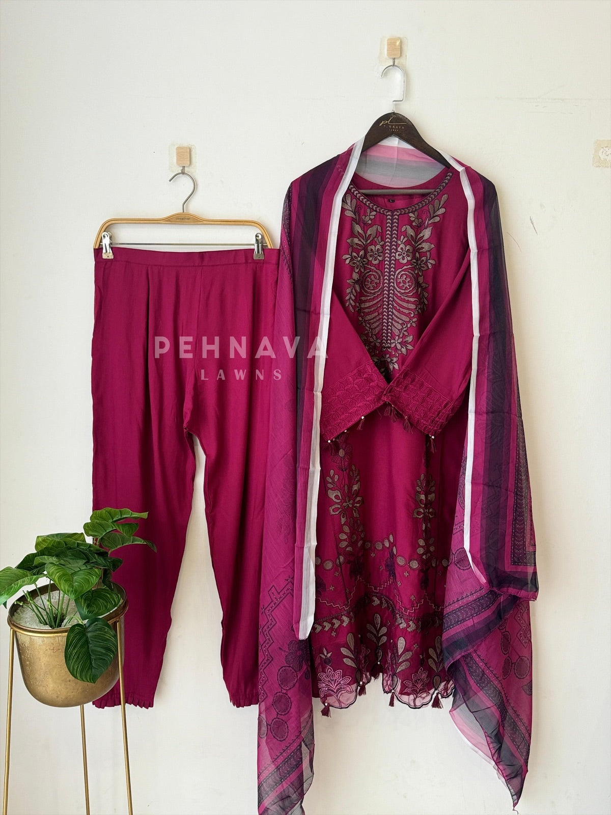 Floral Embroidered Rayon Suit