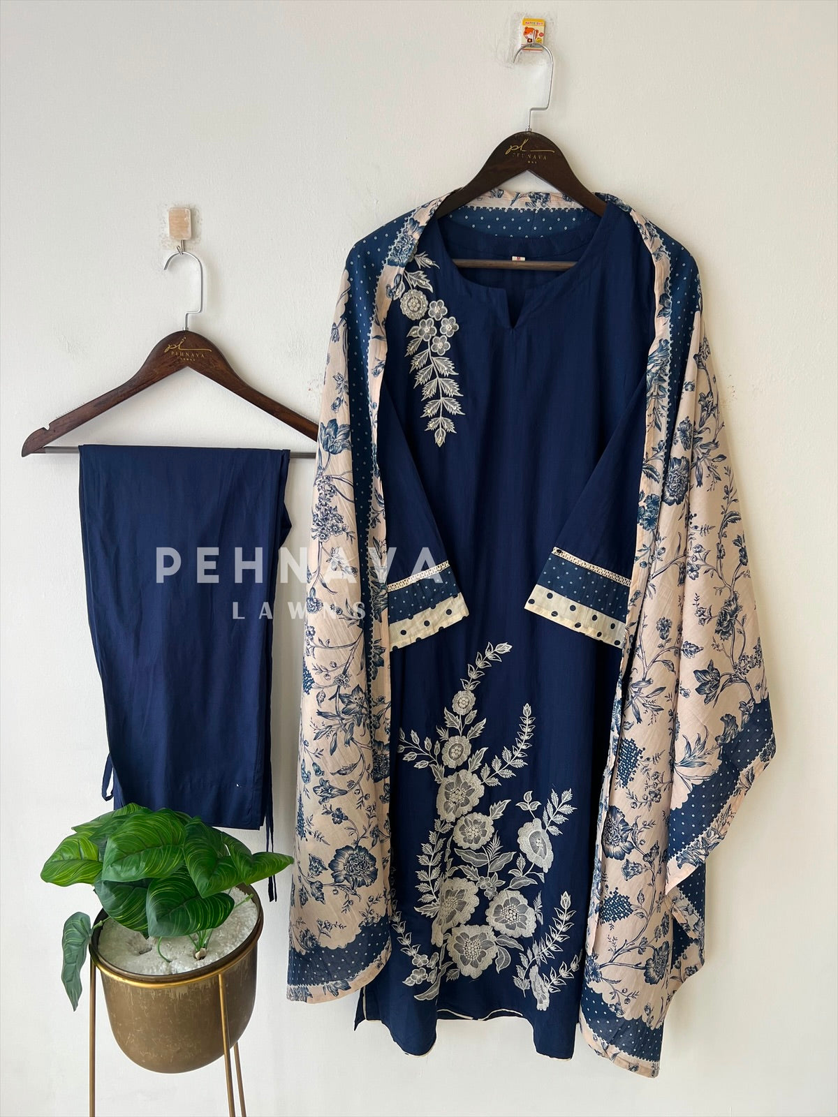 Floral Embroidered Cotton Suit