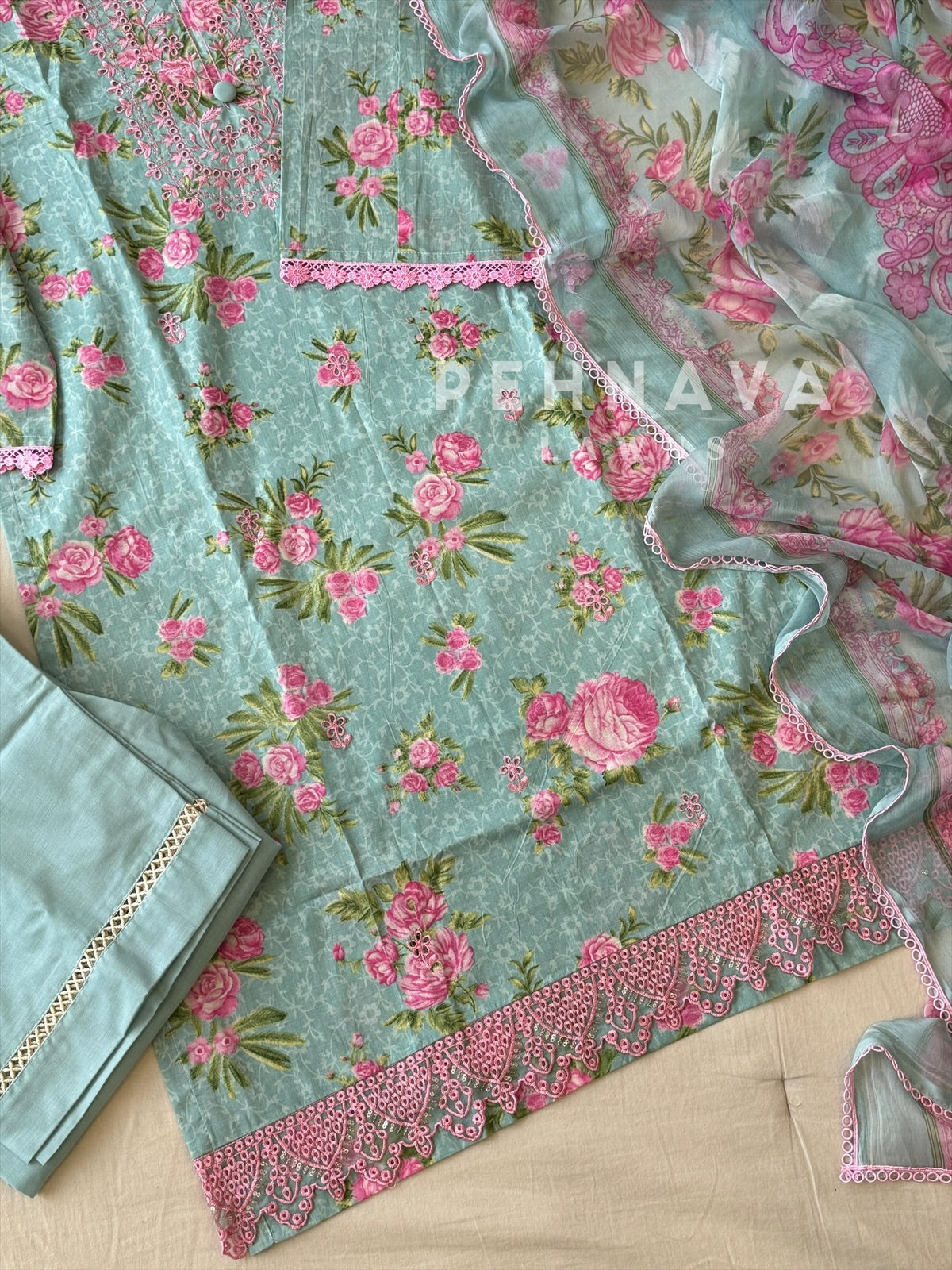 Light Blue Floral Suit-AZ-1398