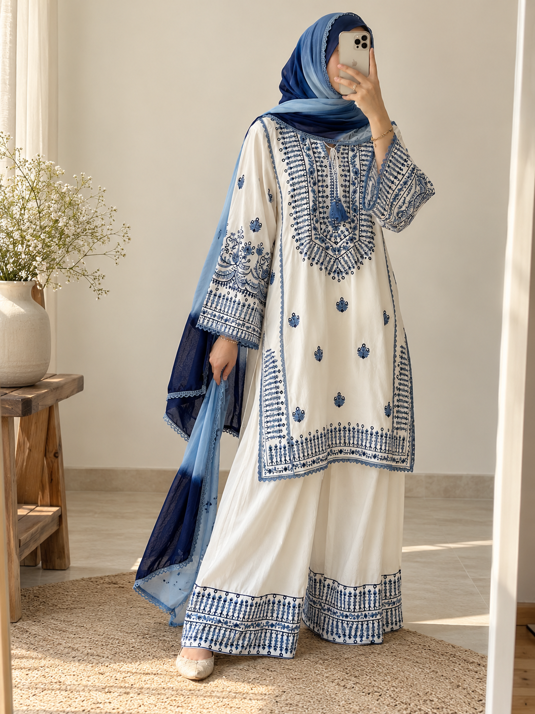 Trendy Heavy Embroidered Farshi Salwar - Pehnava Lawns