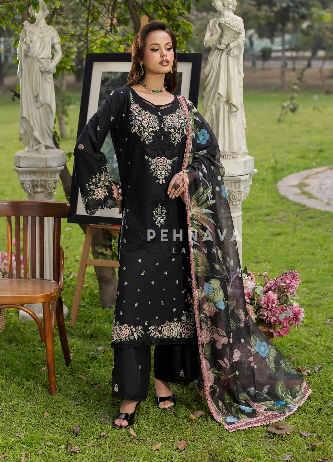 Zarqun Premium Cotton Embroidered Ensemble