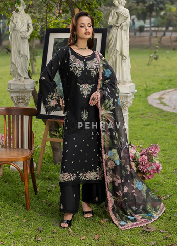 Zarqun Premium Cotton Embroidered Ensemble