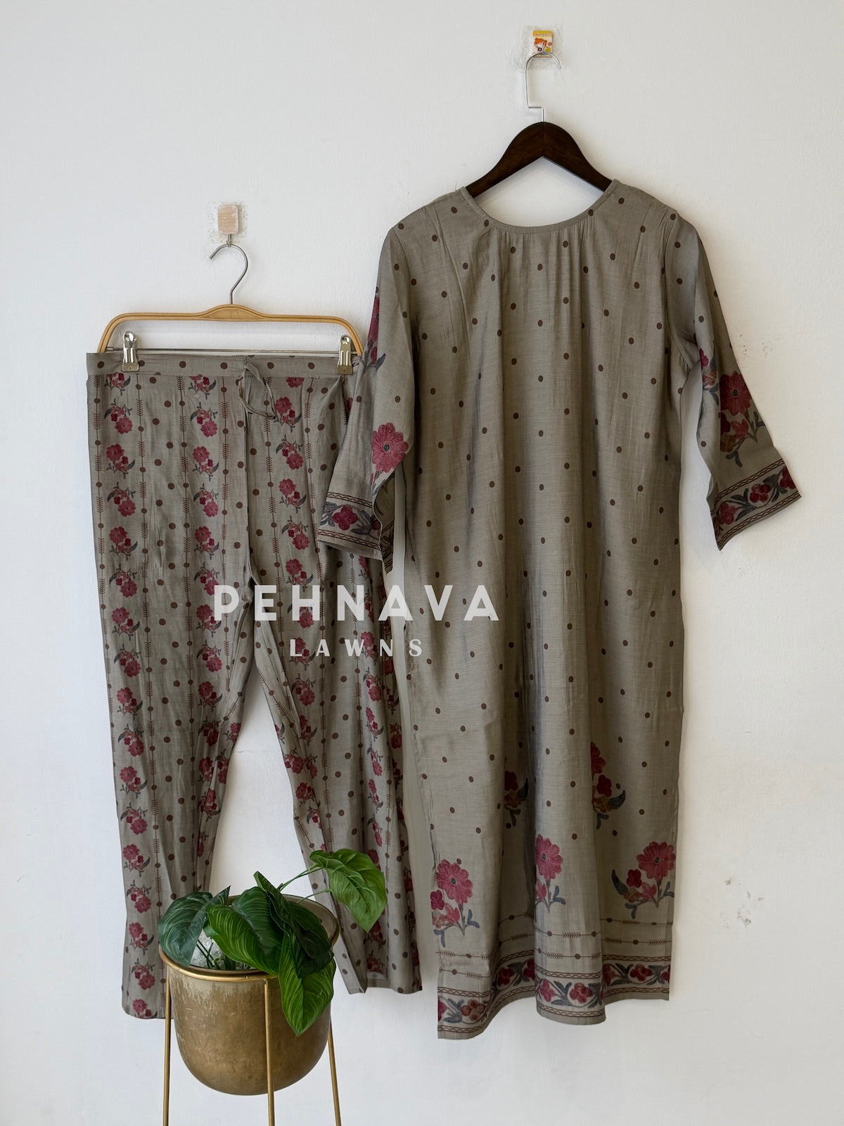 Floral Printed Muslin Three-Piece Set-20839