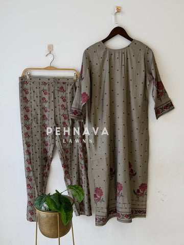 Floral Printed Muslin Three-Piece Set-20839