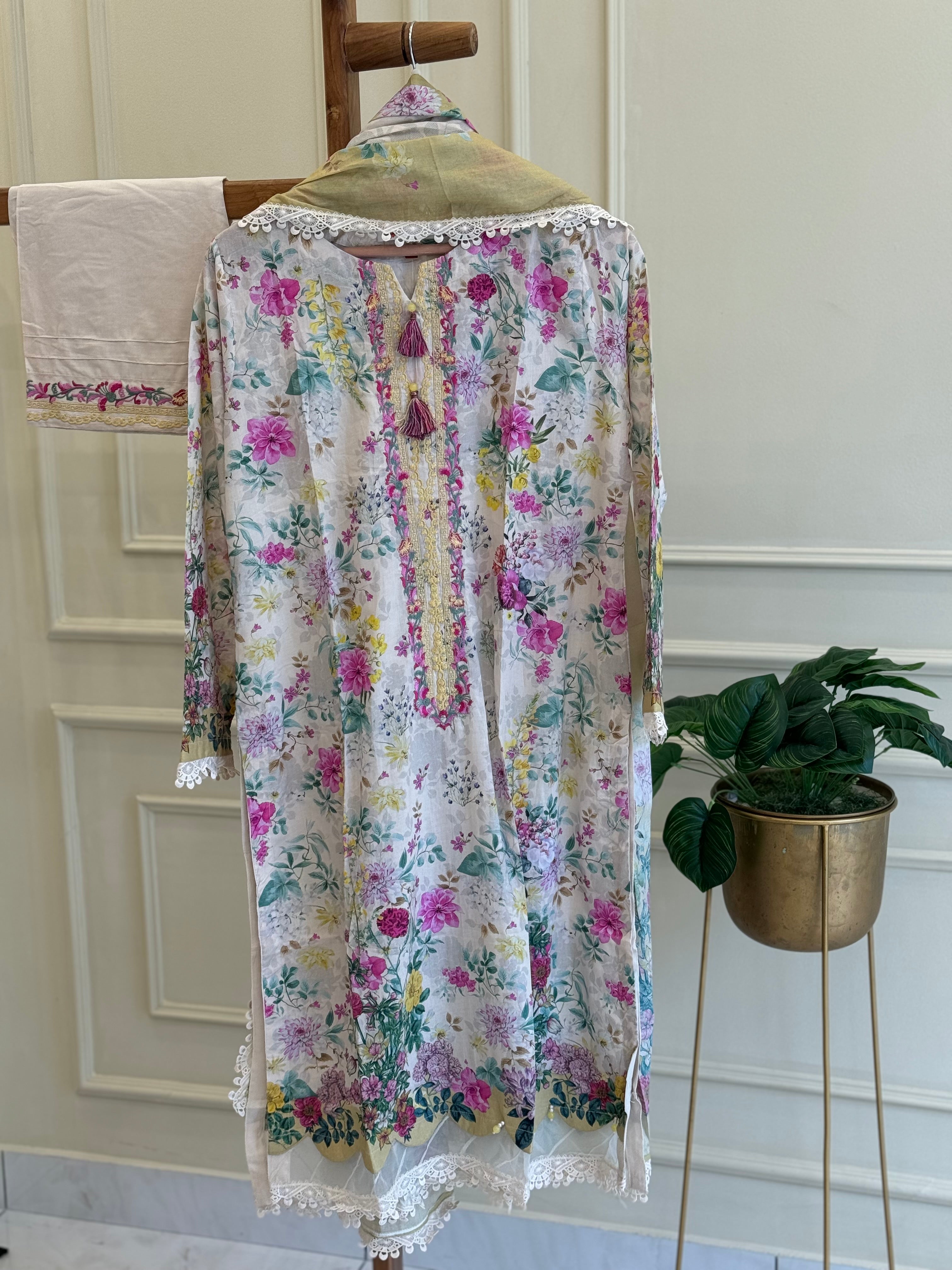 Premium Khaadi Embroidered Lawn Suit – 3-Piece Pakistani Collection