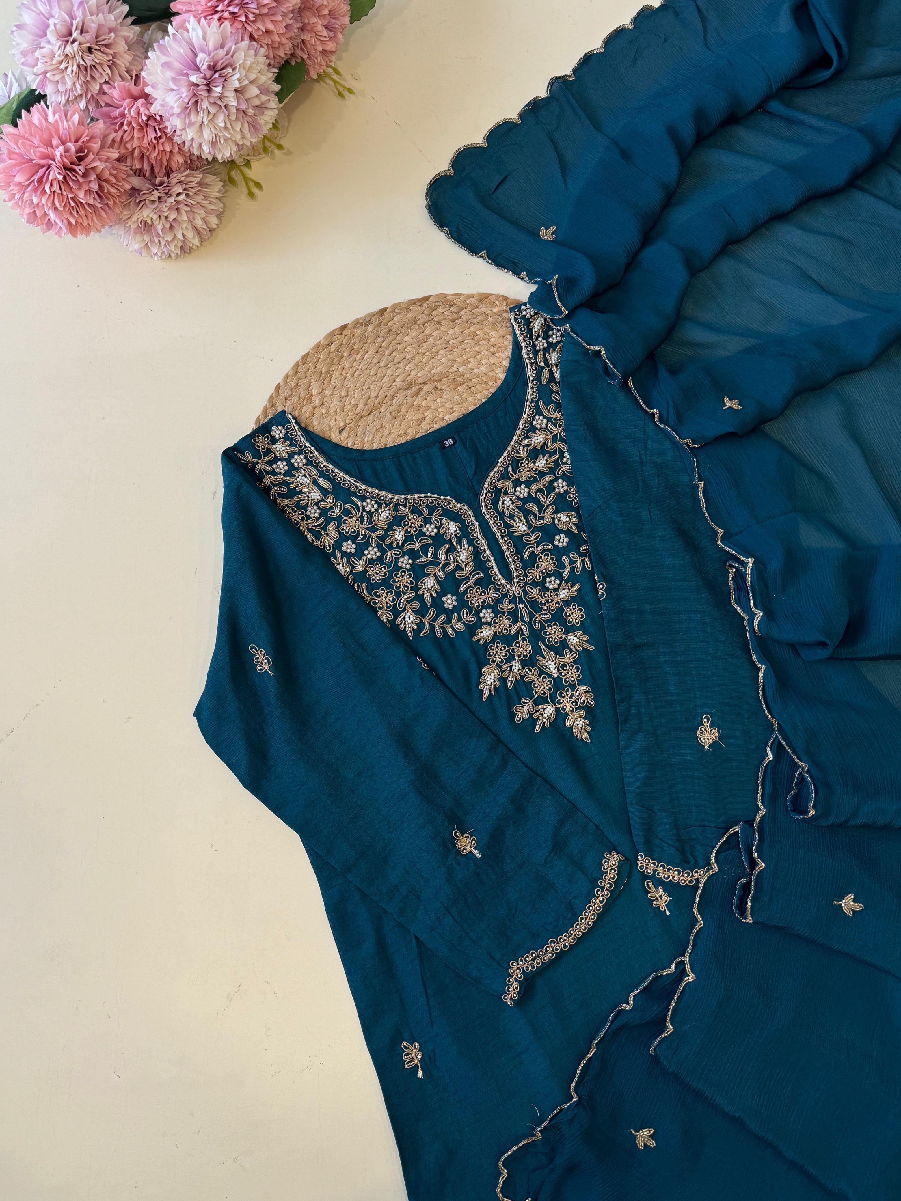 Premium Partywear with Golden Embroidery