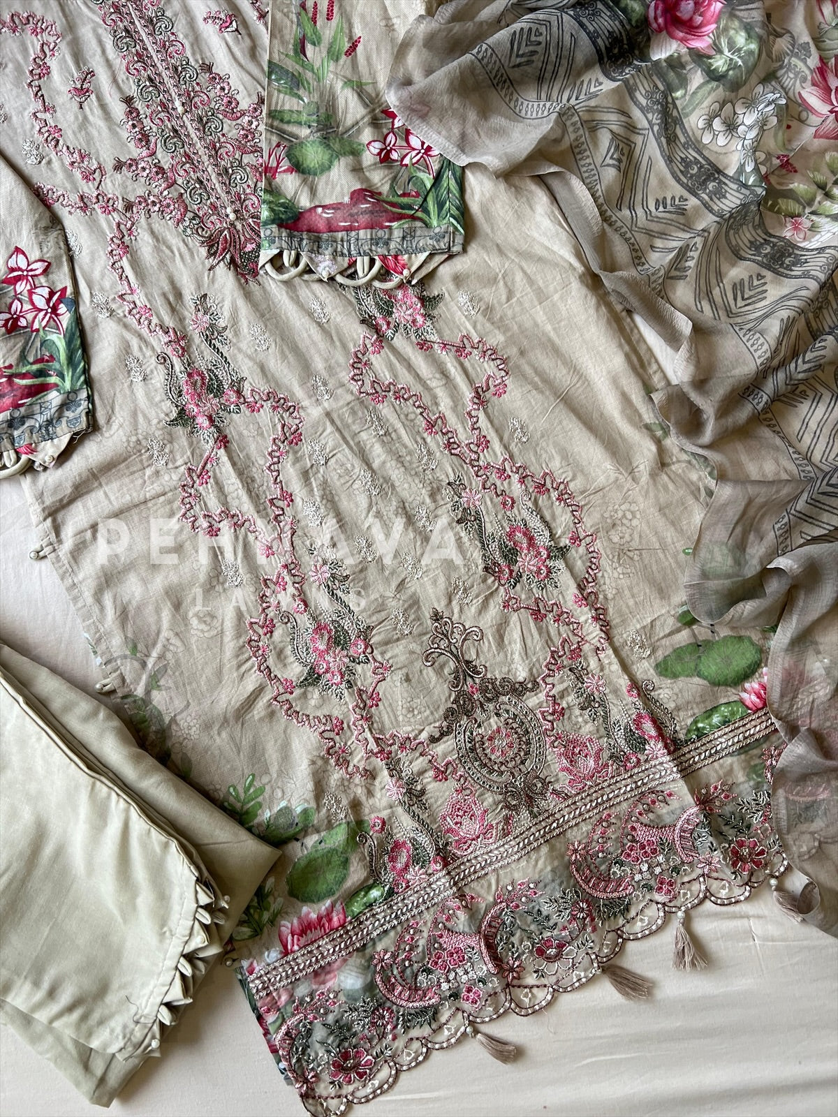 Floral Embroidered Cotton Suit -4111
