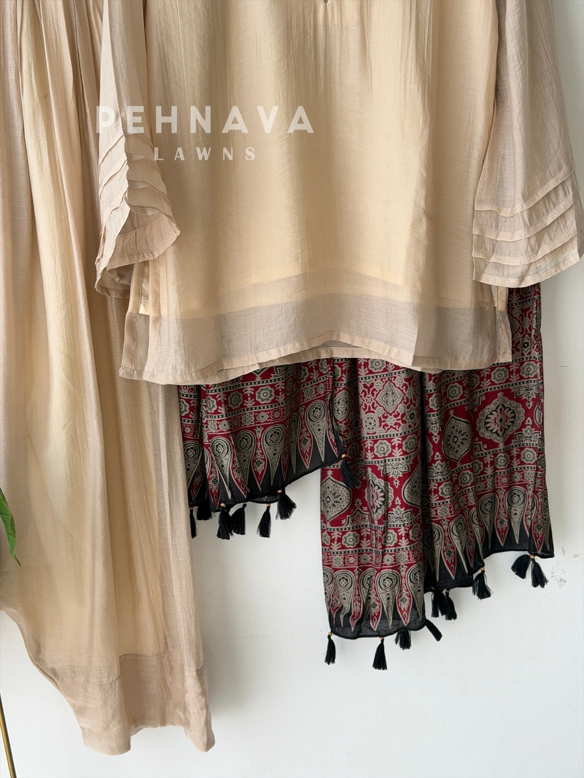 Farshi Shalwar Set with Ajrak Printed Dupatta-B269 (With Assorted Color and print Dupatta)