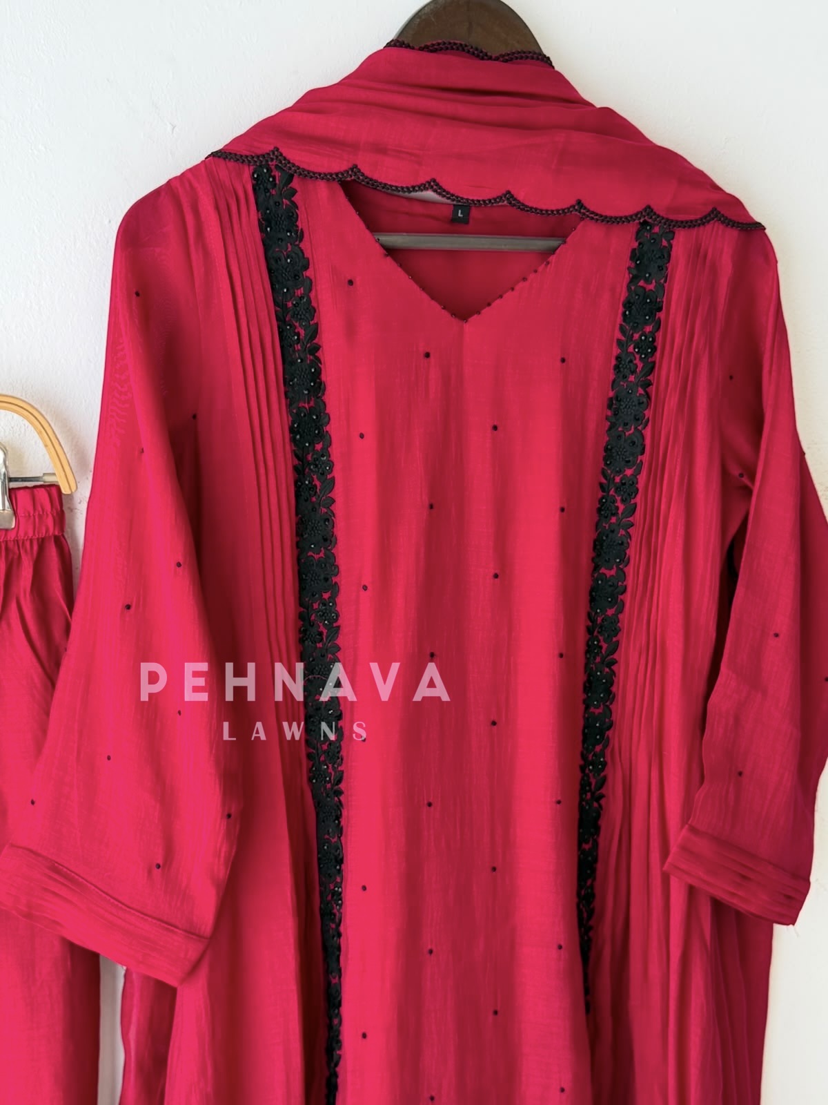 Magenta hand worked Three Piece Suit 1677