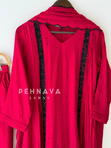 Magenta hand worked Three Piece Suit 1677