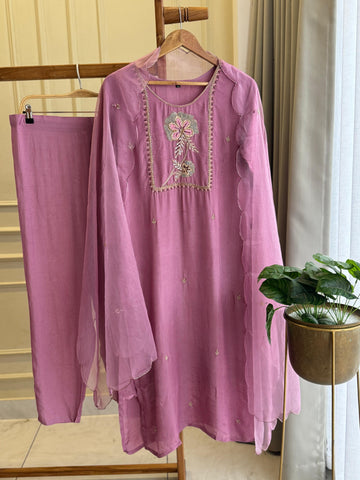 Russian Silk Hand Embroidery Suit